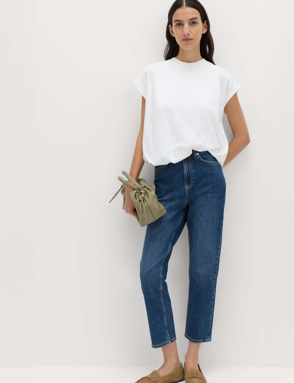 Marks & Spencer M&S Medium Indigo High Waisted Cropped Slim Fit Jeans