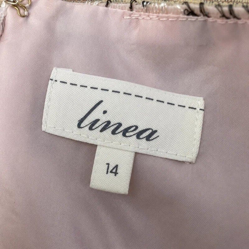 Linea Linea Embroidered Occasion Dress UK 14 Peach Black Lace Wedding Guest Party