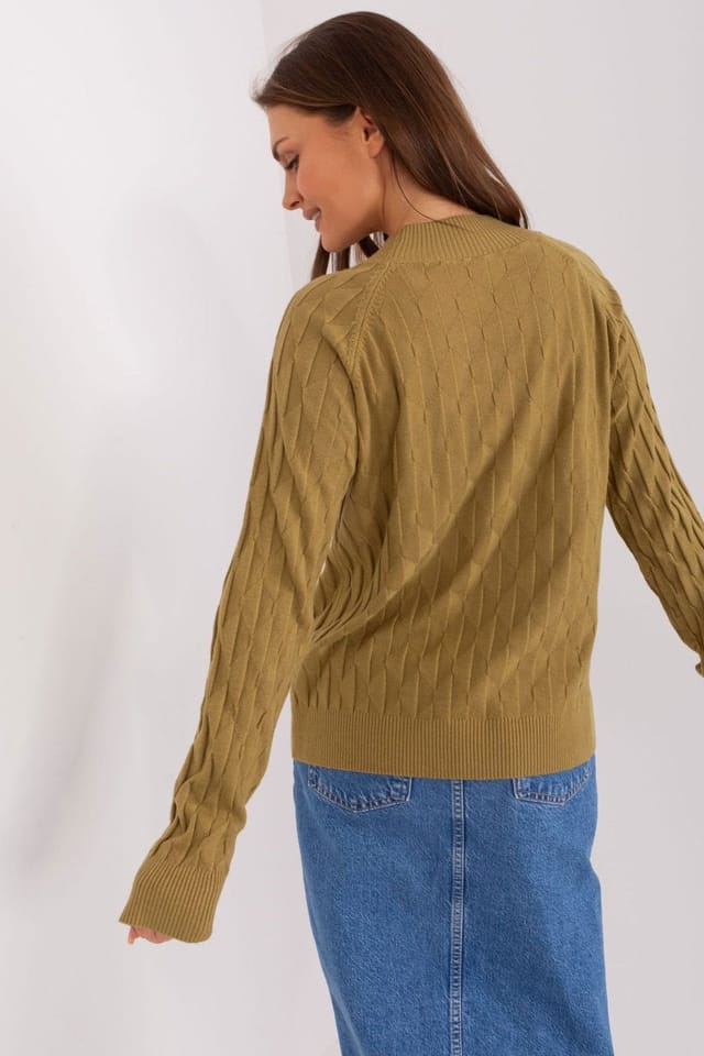 Love Lace Love Lace Women's Variegated Texture Long Sleeve Polyester Sweater in Green - 3