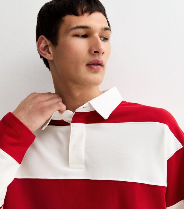 jack & jones Men's Bright Red Bold Stripe Polo Shirt Jack & Jones New Look - 2