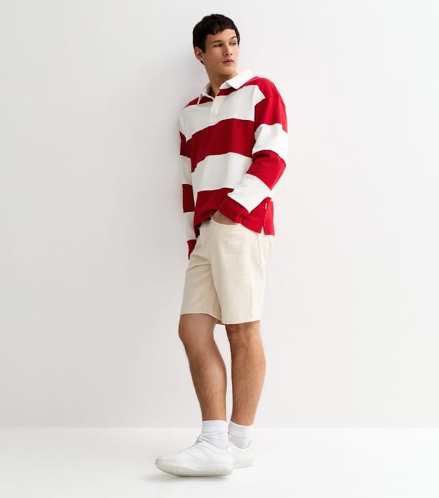 jack & jones Men's Bright Red Bold Stripe Polo Shirt Jack & Jones New Look - 3