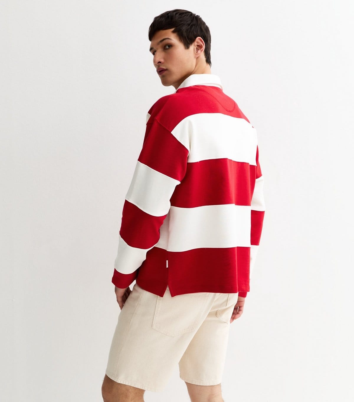 jack & jones Men's Bright Red Bold Stripe Polo Shirt Jack & Jones New Look - 4