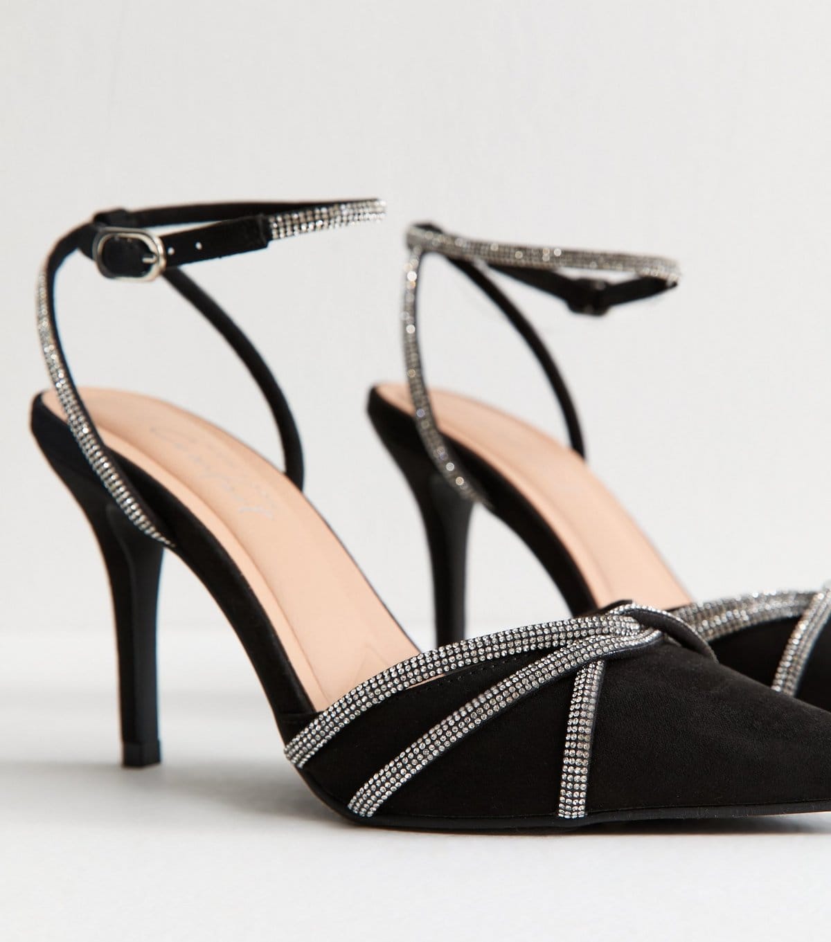 New Look Women's Black Faux Suede Embellished Court Shoes Vegan New Look - 4