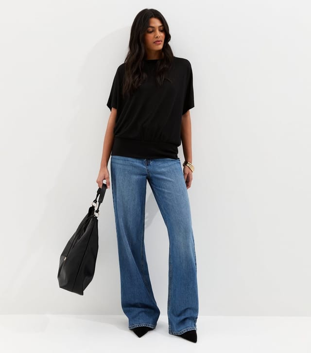 New Look Women's Black Soft Touch Slub Batwing T-Shirt New Look - 3