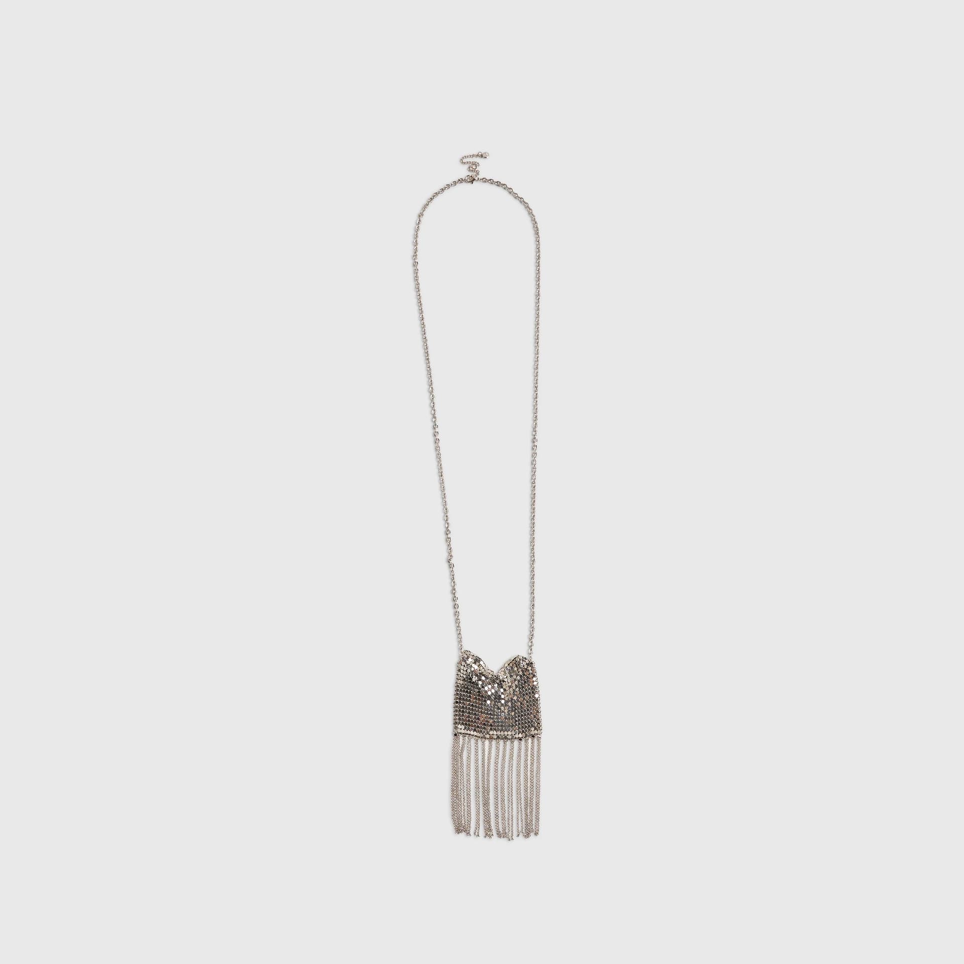 River Island River Island Womens Silver Tassel Pouch Necklace