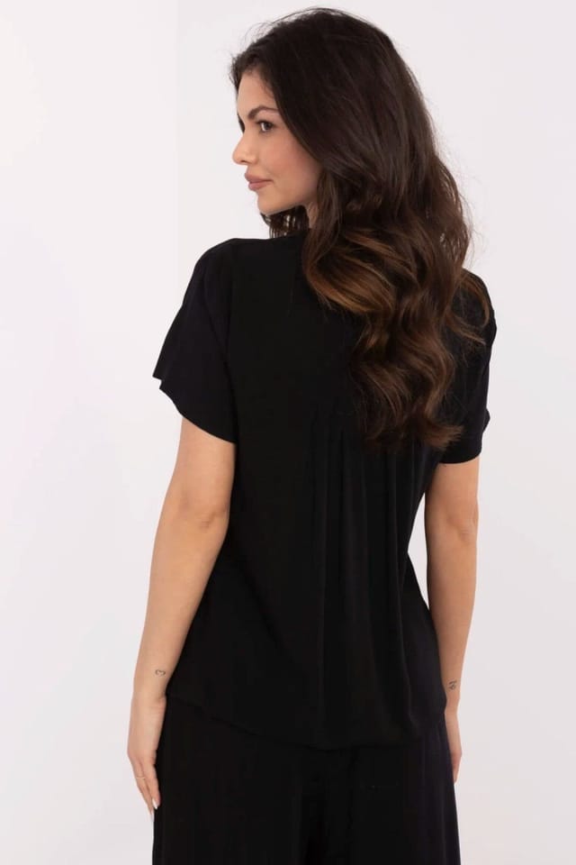 Love Lace Love Lace Women's Universal V Neck Short Sleeve Blouse Style 211843 in Black - 3