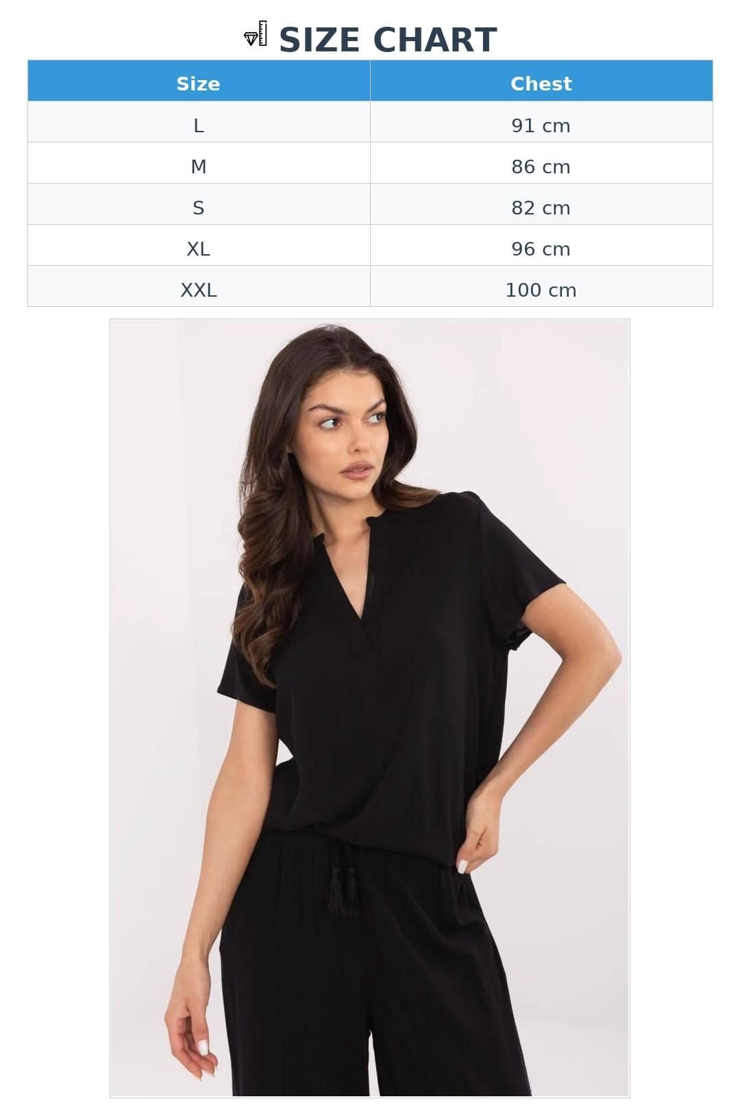 Love Lace Love Lace Women's Universal V Neck Short Sleeve Blouse Style 211843 in Black - 4