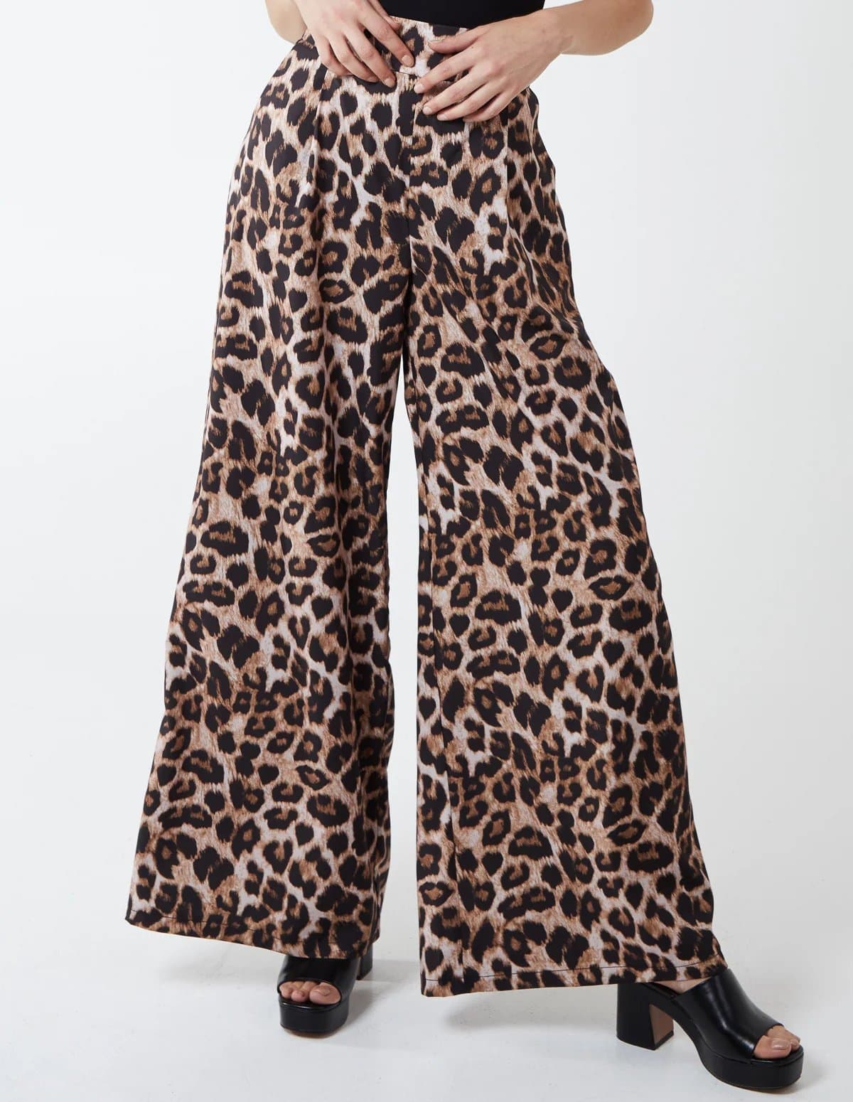 Blue Vanilla Wide Leg Leopard Trousers