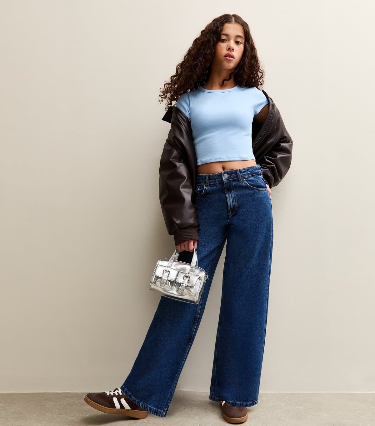 New Look Girls' Dark Blue Low Rise Super Wide Leg Jeans New Look