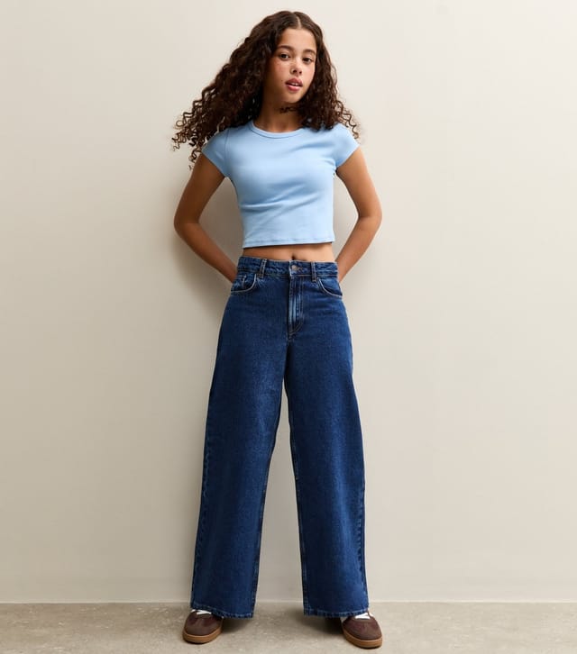 New Look Girls' Dark Blue Low Rise Super Wide Leg Jeans New Look - 2