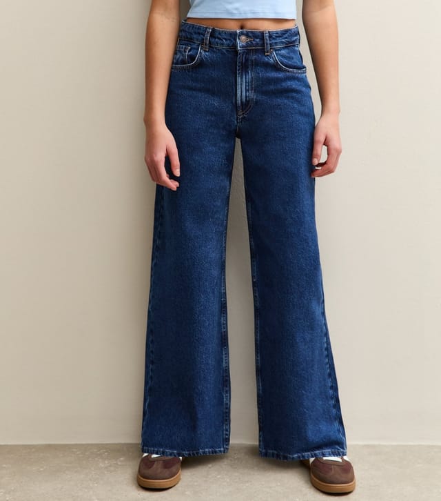 New Look Girls' Dark Blue Low Rise Super Wide Leg Jeans New Look - 3