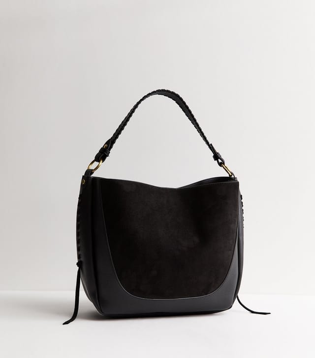 New Look Black Faux Leather Whipstitch Bucket Bag New Look - 2