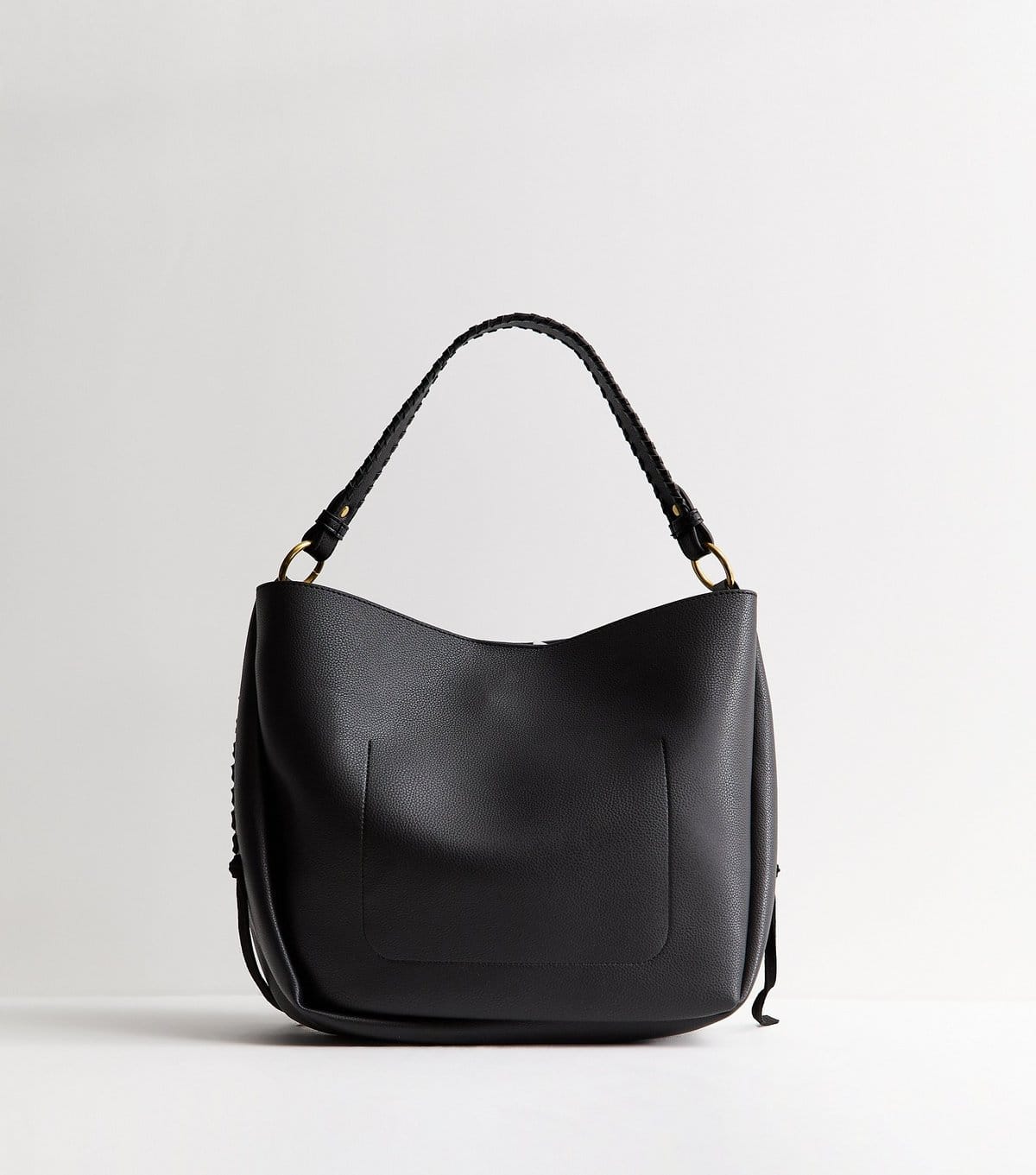 New Look Black Faux Leather Whipstitch Bucket Bag New Look - 4