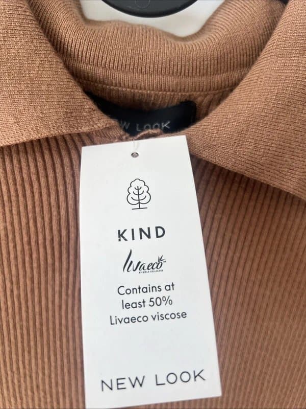 New Look New look - polo ribbed knit top - size 6 - brown