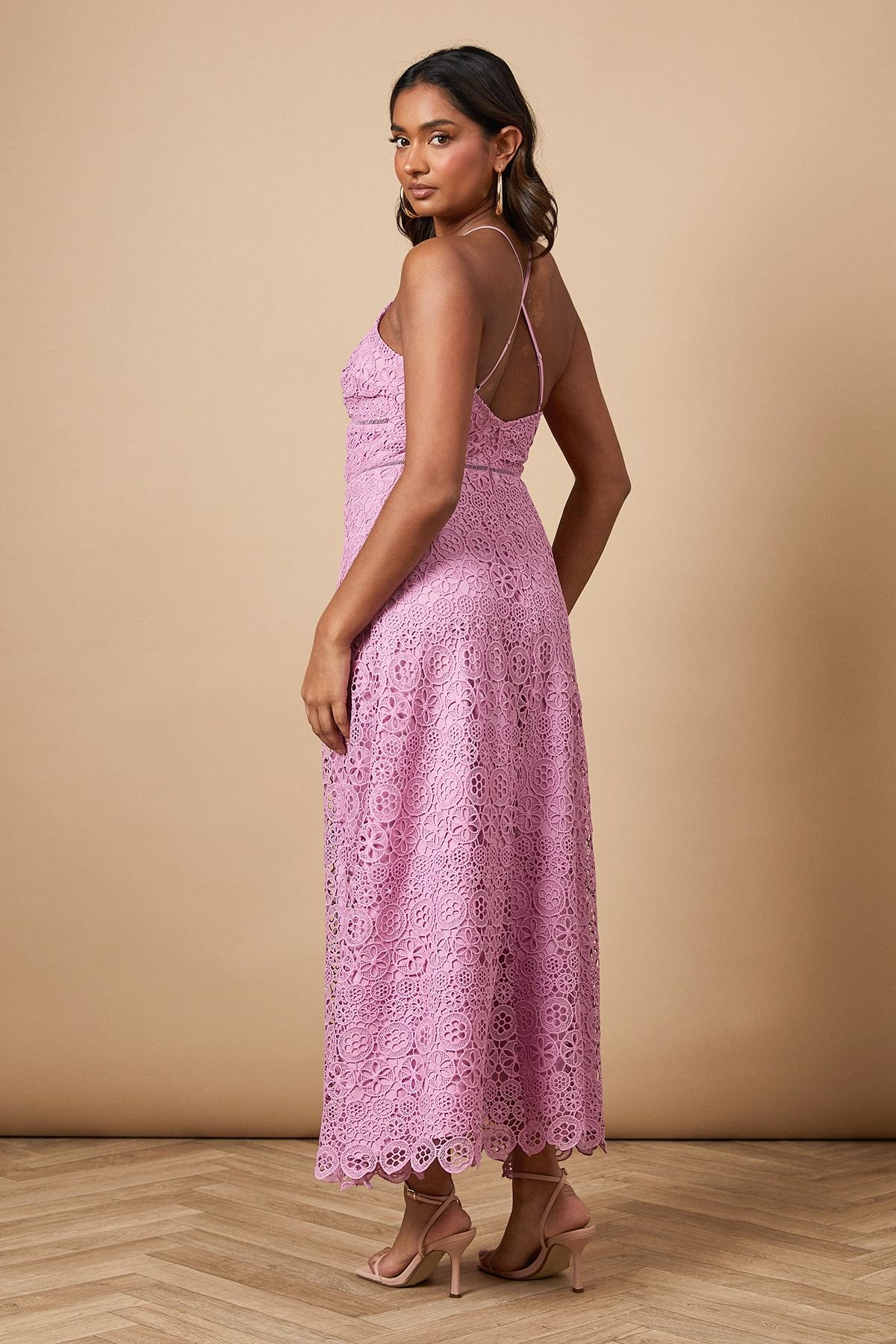 Oasis Oasis Women's Lace Insert Strappy Midi Dress in Purple - 3