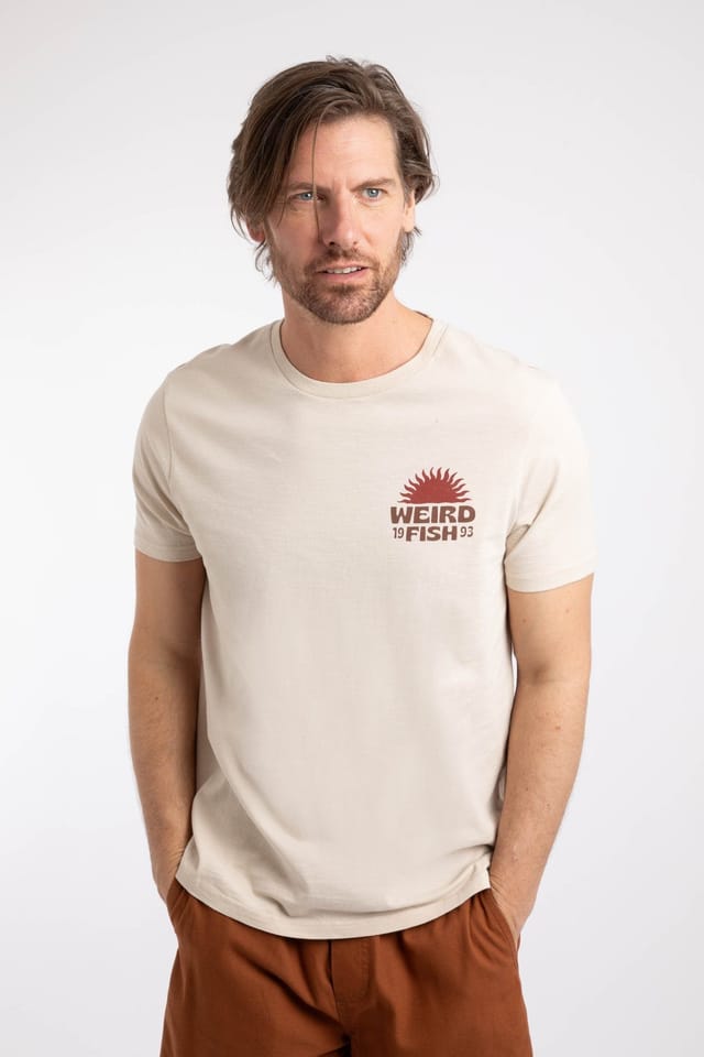 Weird Fish Weird Fish Men's Sun Beam Graphic T-Shirt in Cream - 3