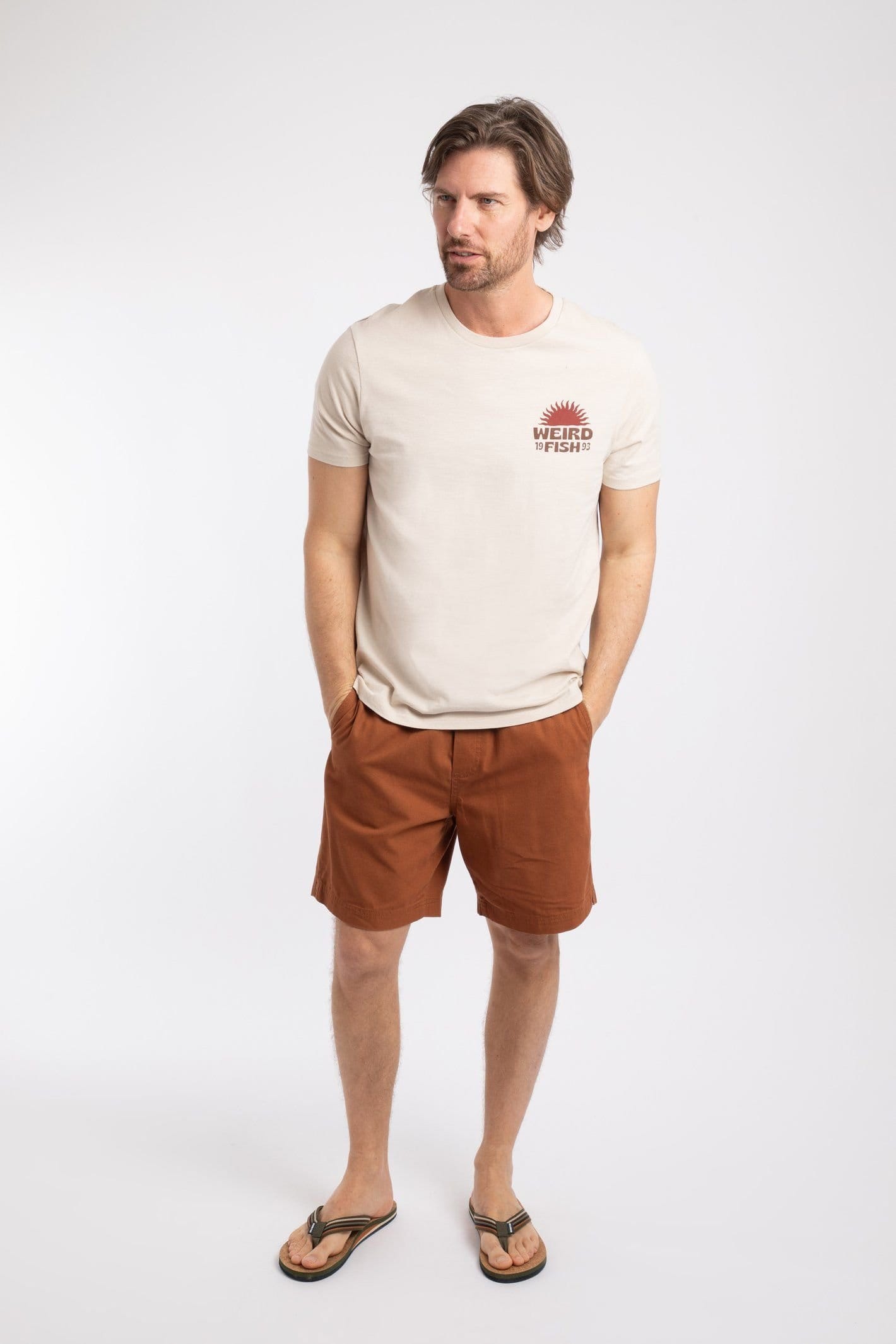 Weird Fish Weird Fish Men's Sun Beam Graphic T-Shirt in Cream - 4