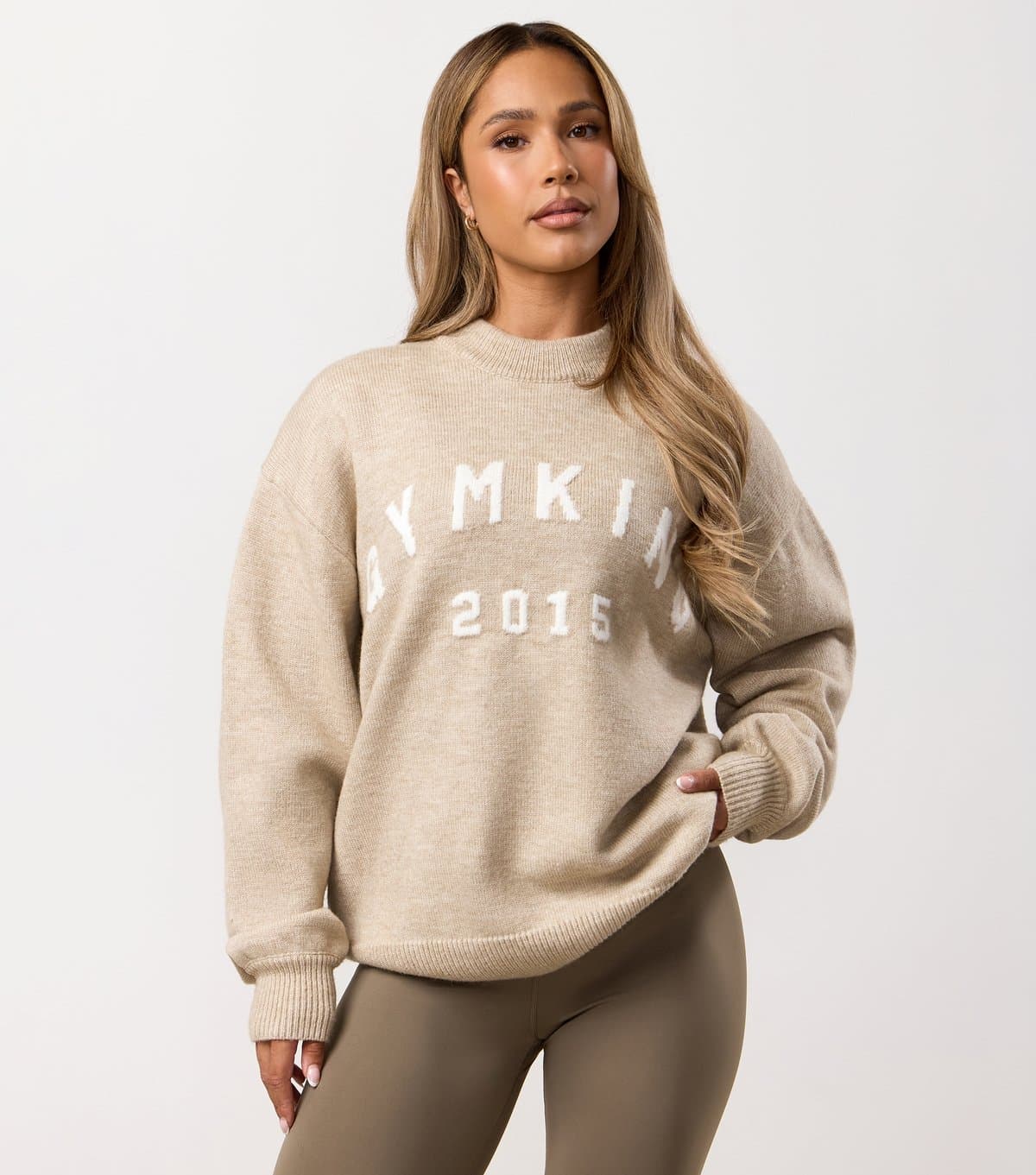 Gym King Women's Cream Restore Knit Crew Neck Sweatshirt Gym King New Look