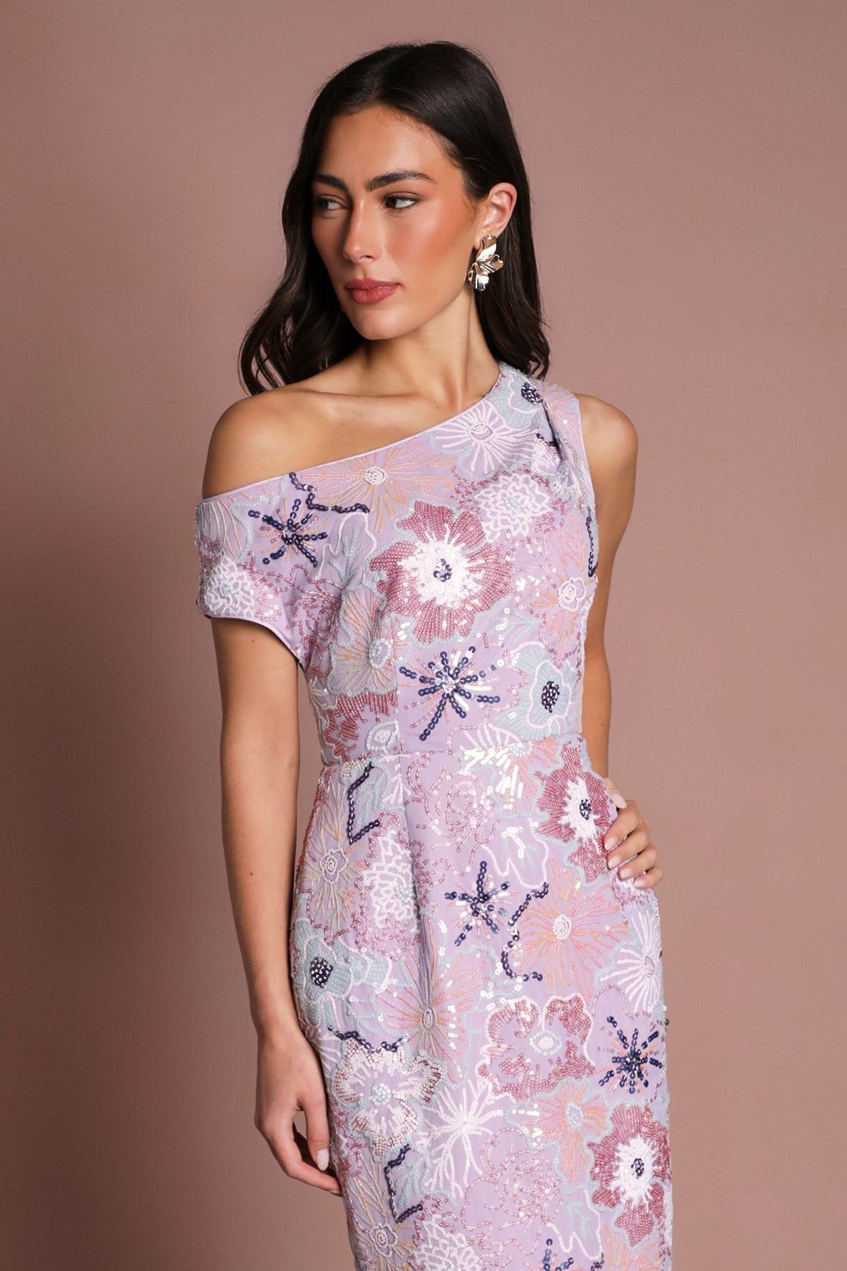 Coast Coast Women's Muse Sequin Embellished Off-The Shoulder Midi Dress in Lilac - 4