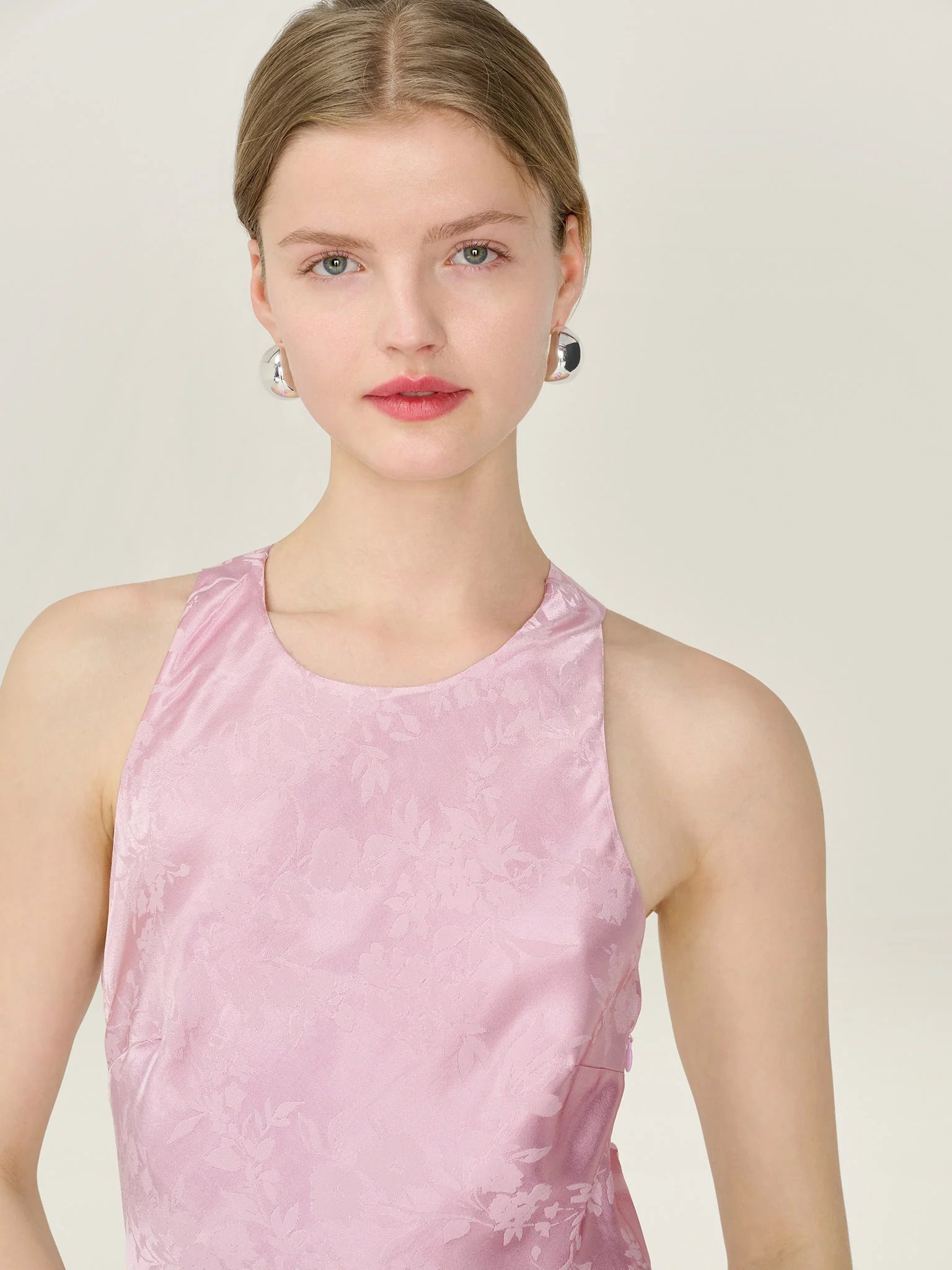 OMNES Jai Jacquard Dress in Bleached Mauve - 3