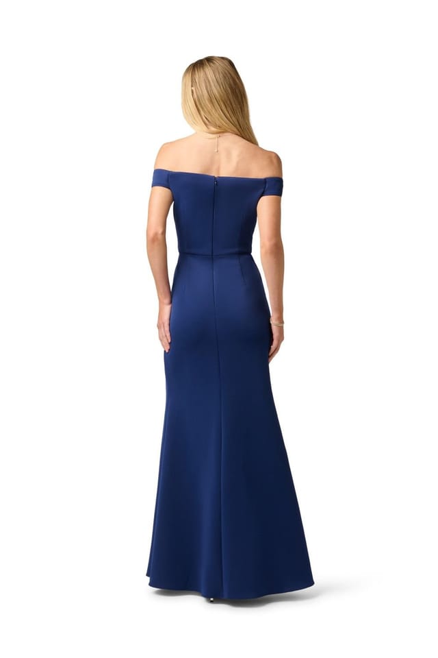 Adrianna Papell Adrianna Papell Women's Off Shoulder Scuba Gown in Navy - 3