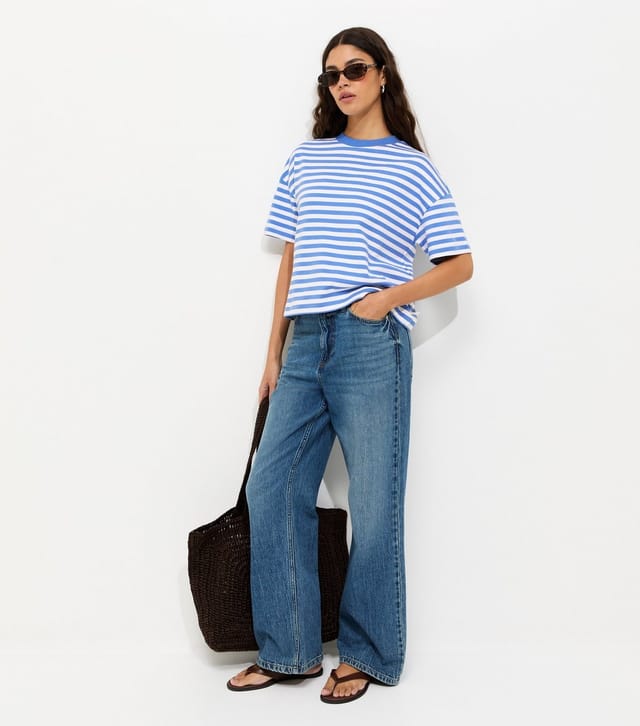 New Look Women's Premium Blue Heavyweight Striped Cotton T-Shirt New Look - 3