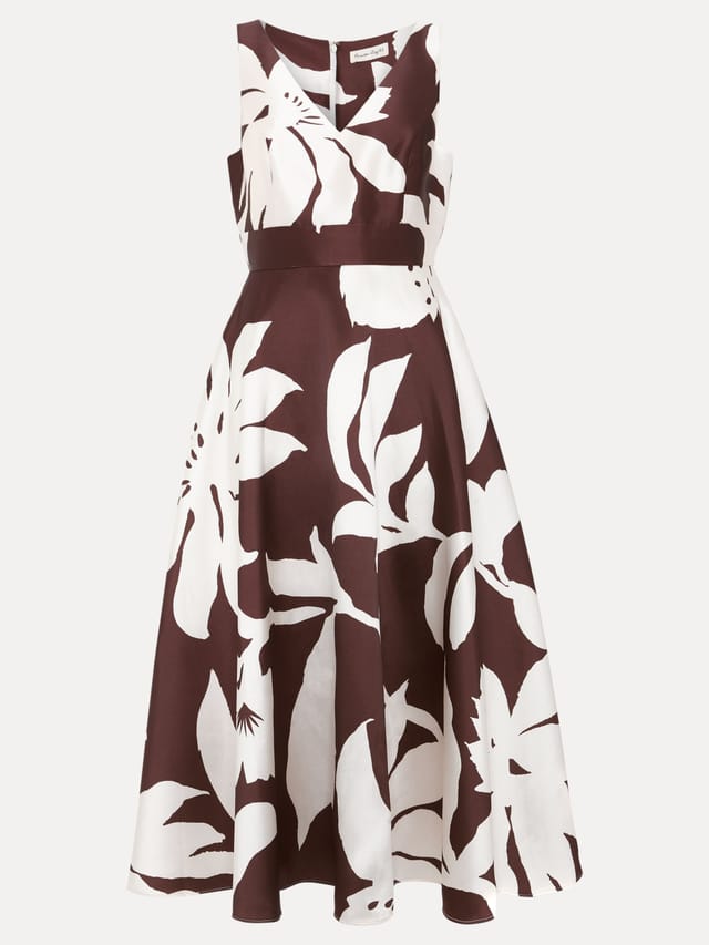 Phase Eight Phase Eight Women's Delicia V-Neck Print Dress in Chocolate - 2