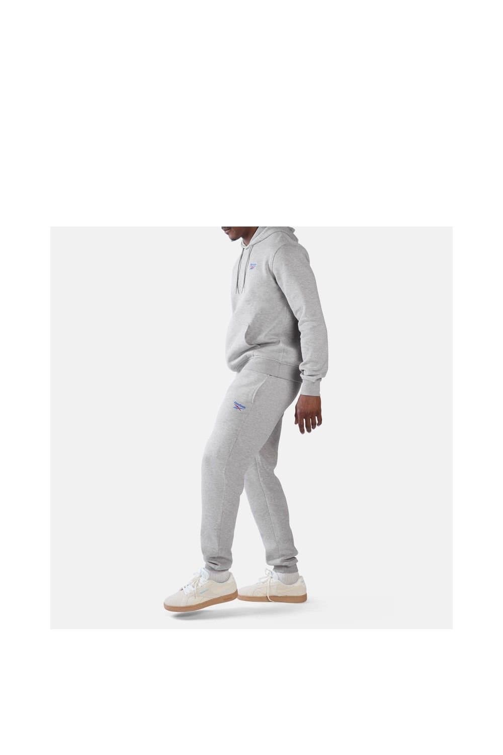 Reebok Reebok Men's ID 2-Colour Logo Fleece Cuffed Joggers in Light Grey