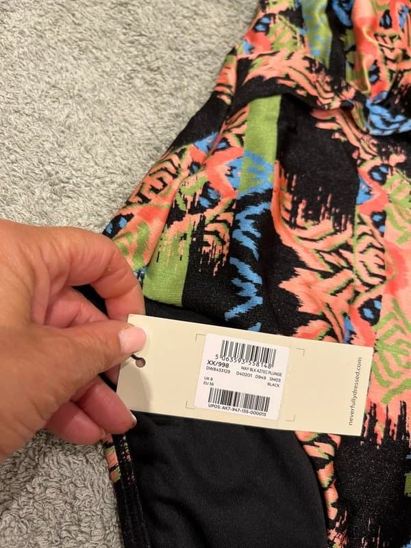 Never Fully Dressed New Never Fully Dressed tribal print hater neck tie swimsuit size 8