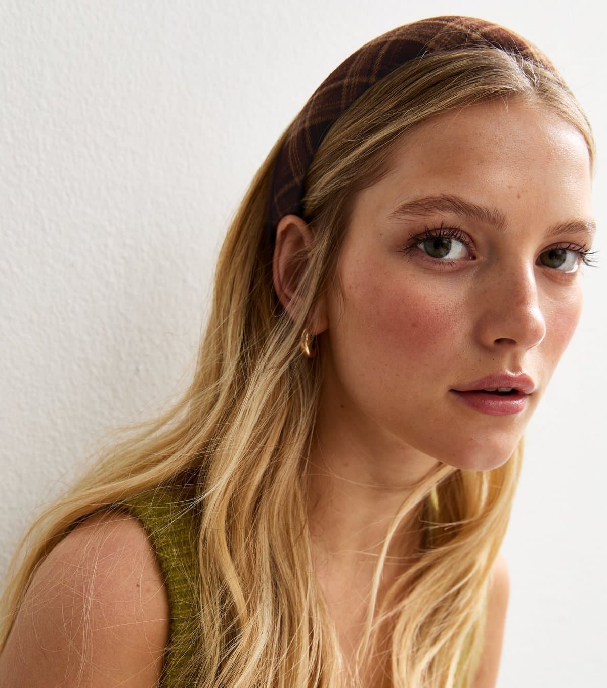 New Look Brown Check Padded Headband New Look