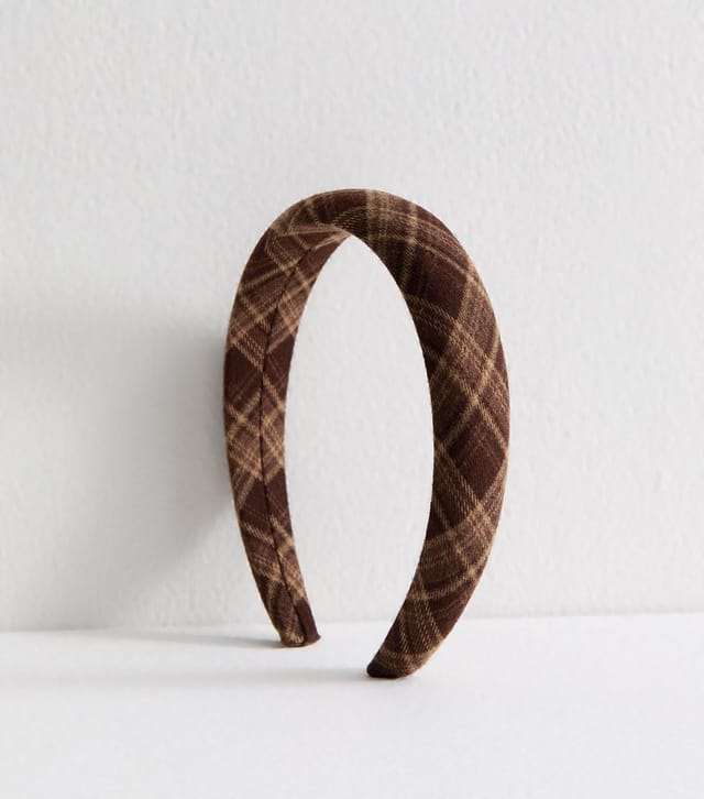New Look Brown Check Padded Headband New Look - 2