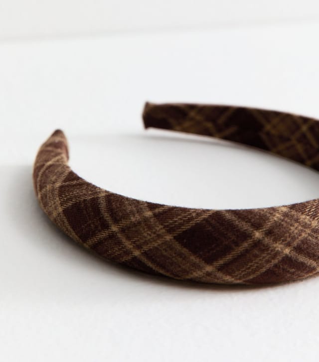 New Look Brown Check Padded Headband New Look - 3