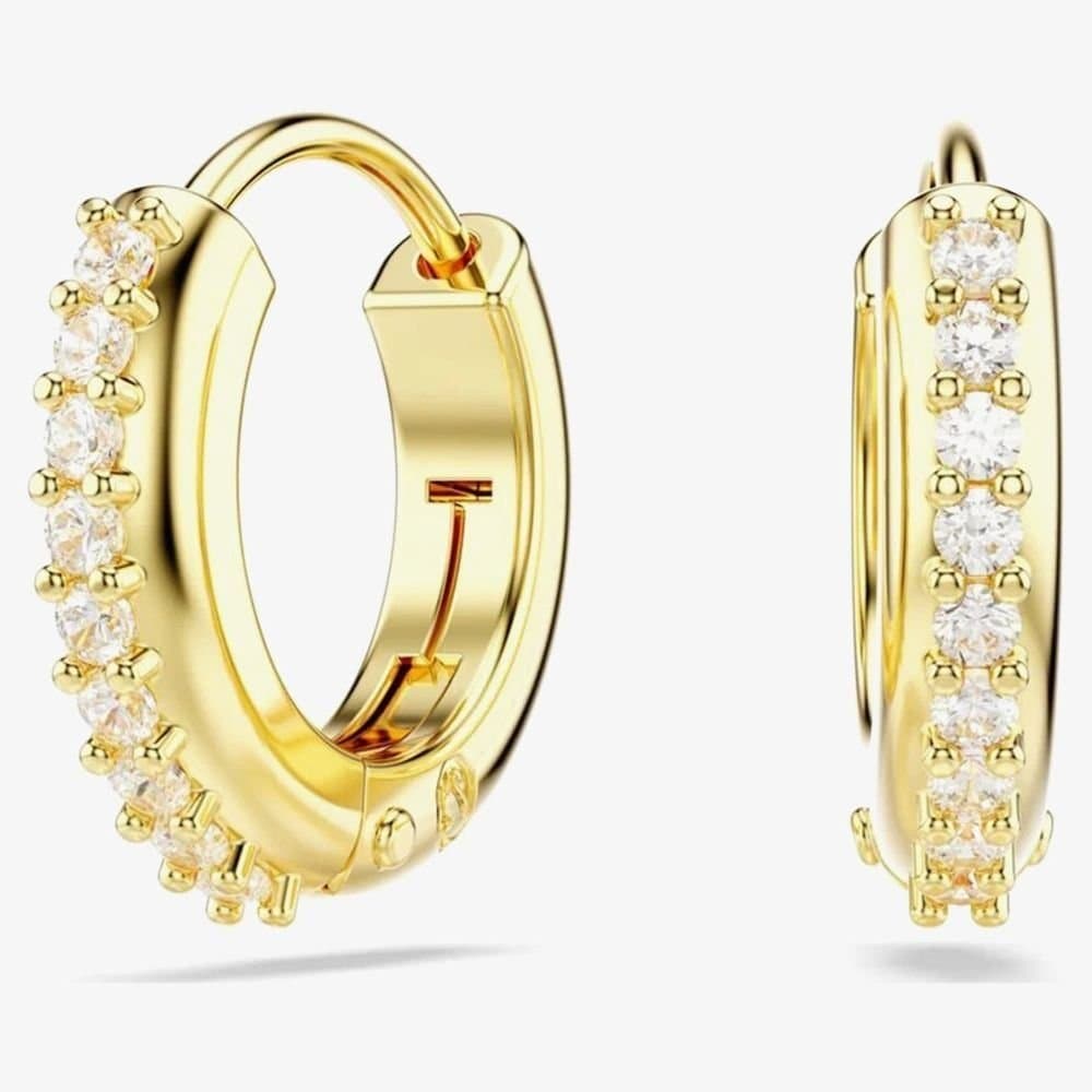 Swarovski Swarovski Gold Tone Plated Mini Hoop Earrings With Swarovski