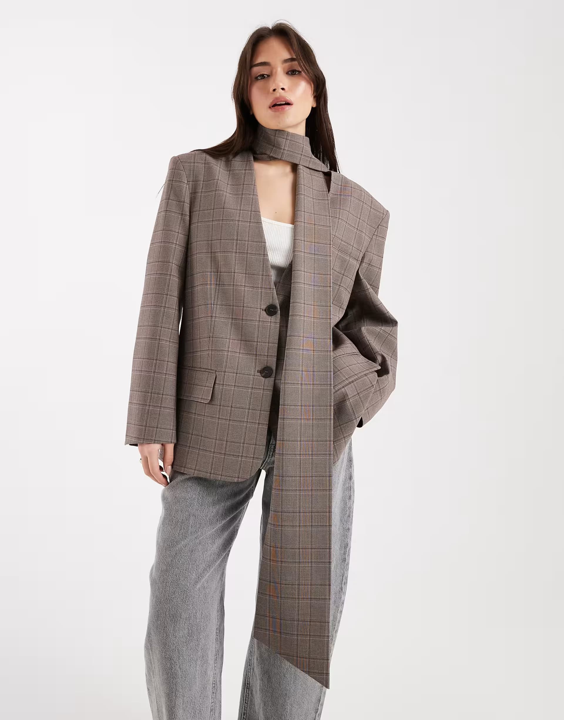 ASOS ASOS DESIGN oversized scarf blazer in brown
