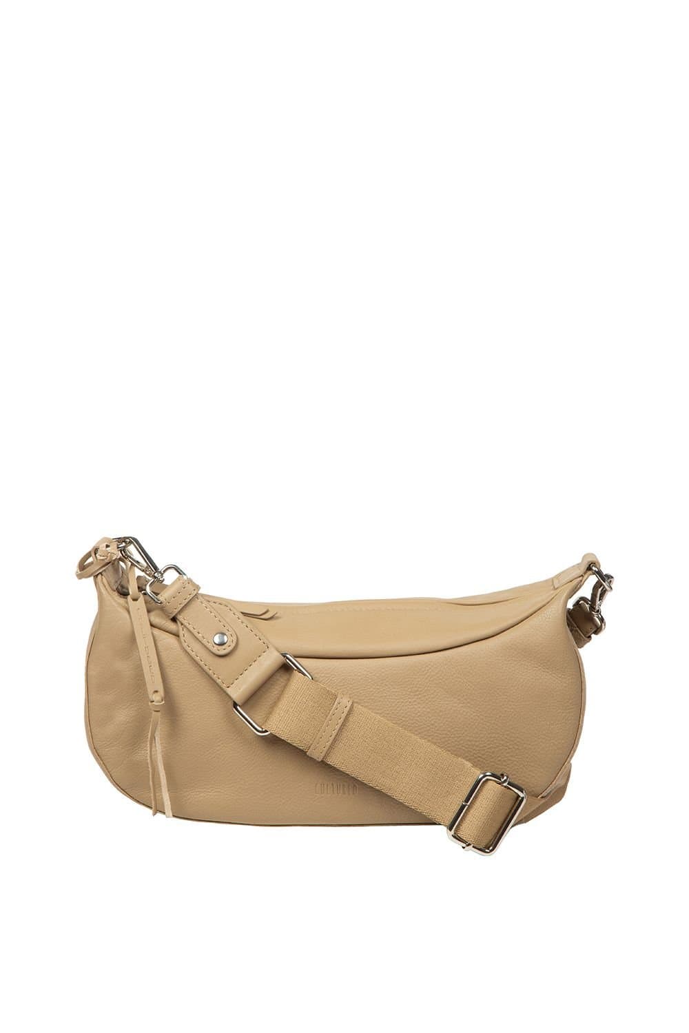 Cultured London Cultured London Women's 'Nuala' Leather Cross Body Bag in Beige