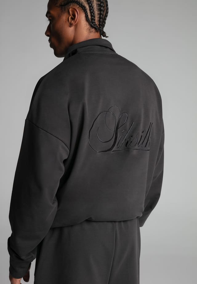 SikSilk SikSilk Men's Washed Black Polo Sweater - 2