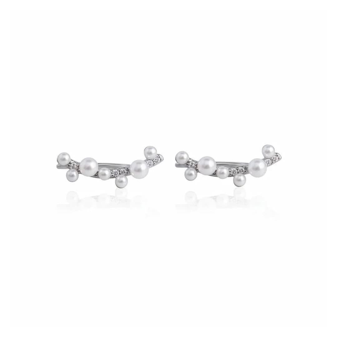 Angel Barocco Angel Barocco Women's Minimalist Freshwater Pearl Climber Earrings - Gold in Silver