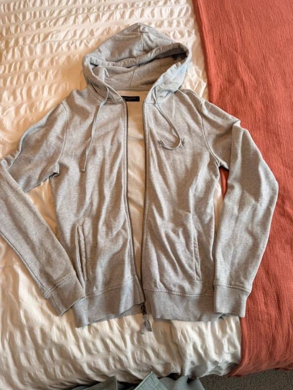 AllSaints Grey AllSaints Zip Up Hoodie – Small