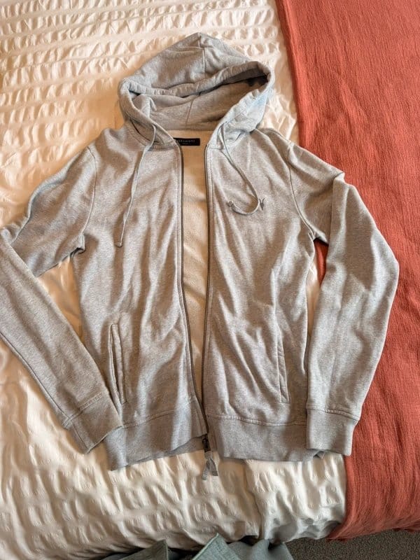 AllSaints Grey Zip Up Hoodie - Small