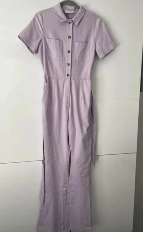 ASOS Asos design twill 70s kickflare boilersuit in lilac