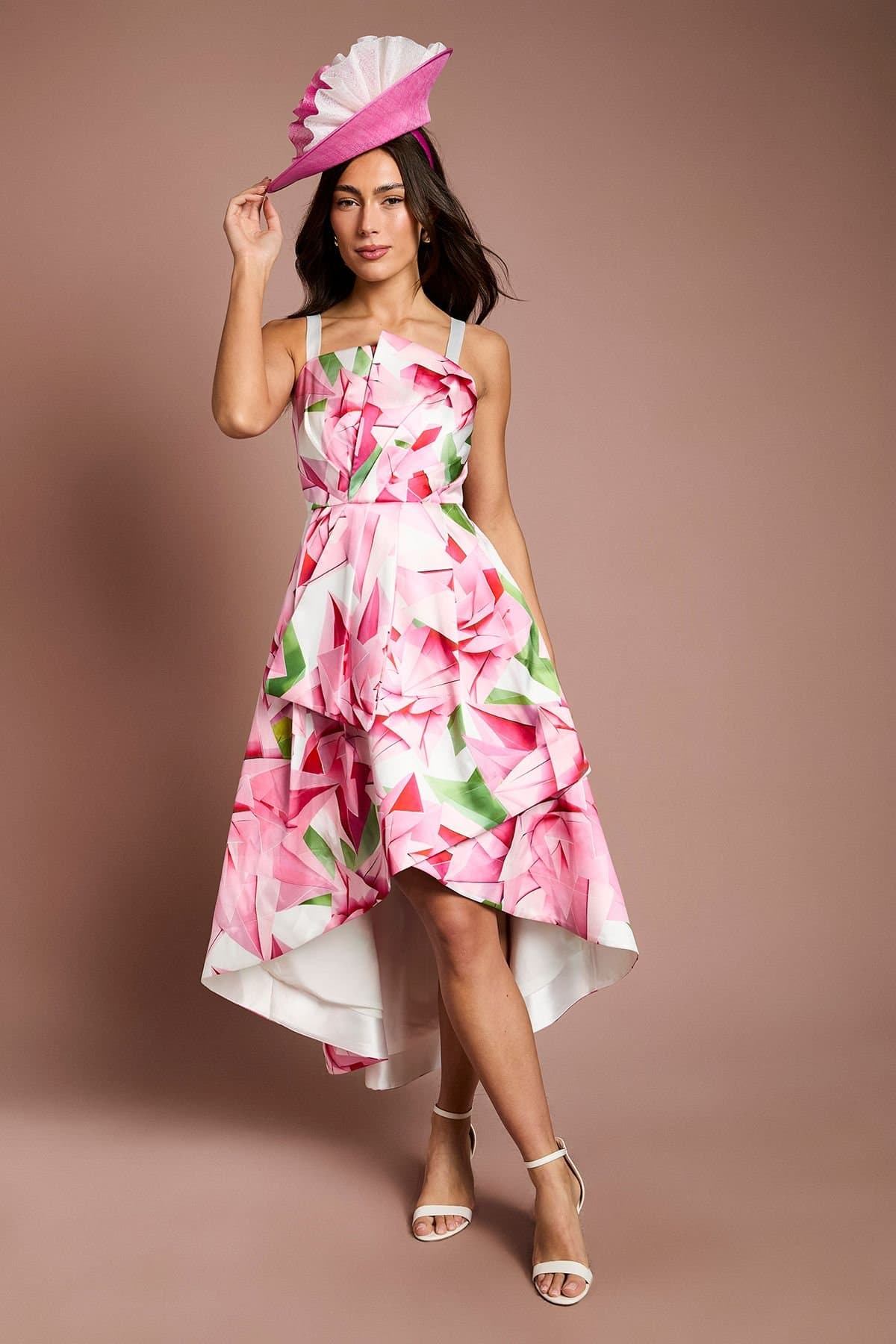 Coast Coast Women's Lisa Tan Bow Detail Floral Printed Midi Dress in Ivory