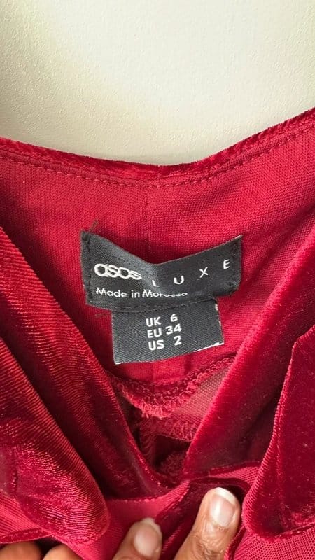 ASOS Design Asos Luxe maroon velvet bodycon mini dress UK 6 - party/ y2k/ going out - 1