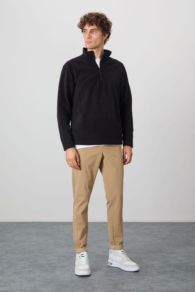 Tommy Life Tommy Life Men's Plush Half-Zip Sweatshirt in Black - 2