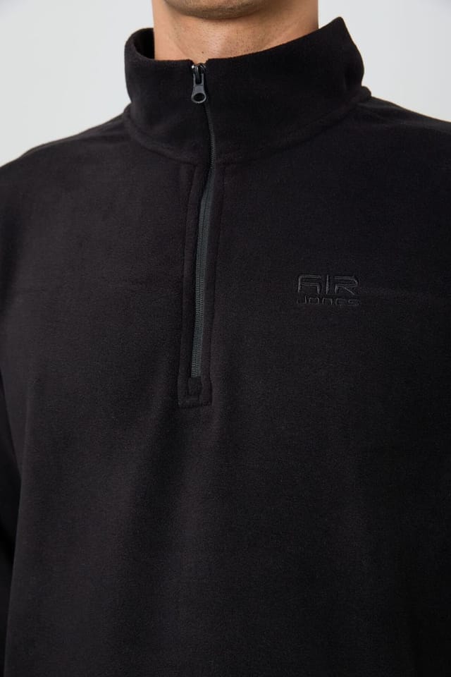 Tommy Life Tommy Life Men's Plush Half-Zip Sweatshirt in Black - 3