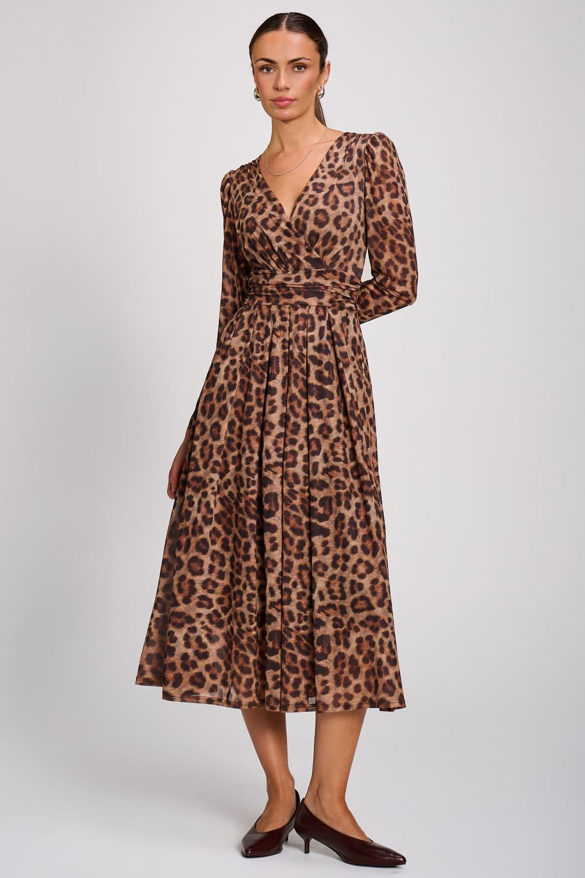 Jolie Moi Jolie Moi Women's Mesh Long Sleeve Pleated Maxi Dress