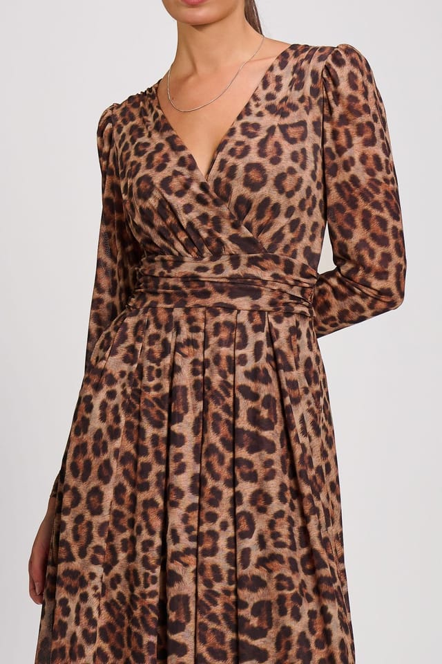 Jolie Moi Jolie Moi Women's Mesh Long Sleeve Pleated Maxi Dress - 3