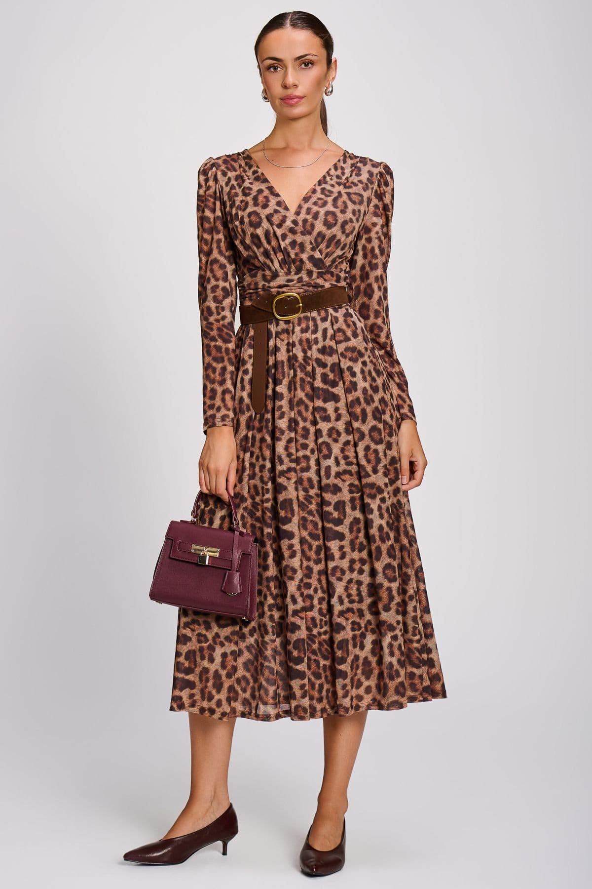 Jolie Moi Jolie Moi Women's Mesh Long Sleeve Pleated Maxi Dress - 4