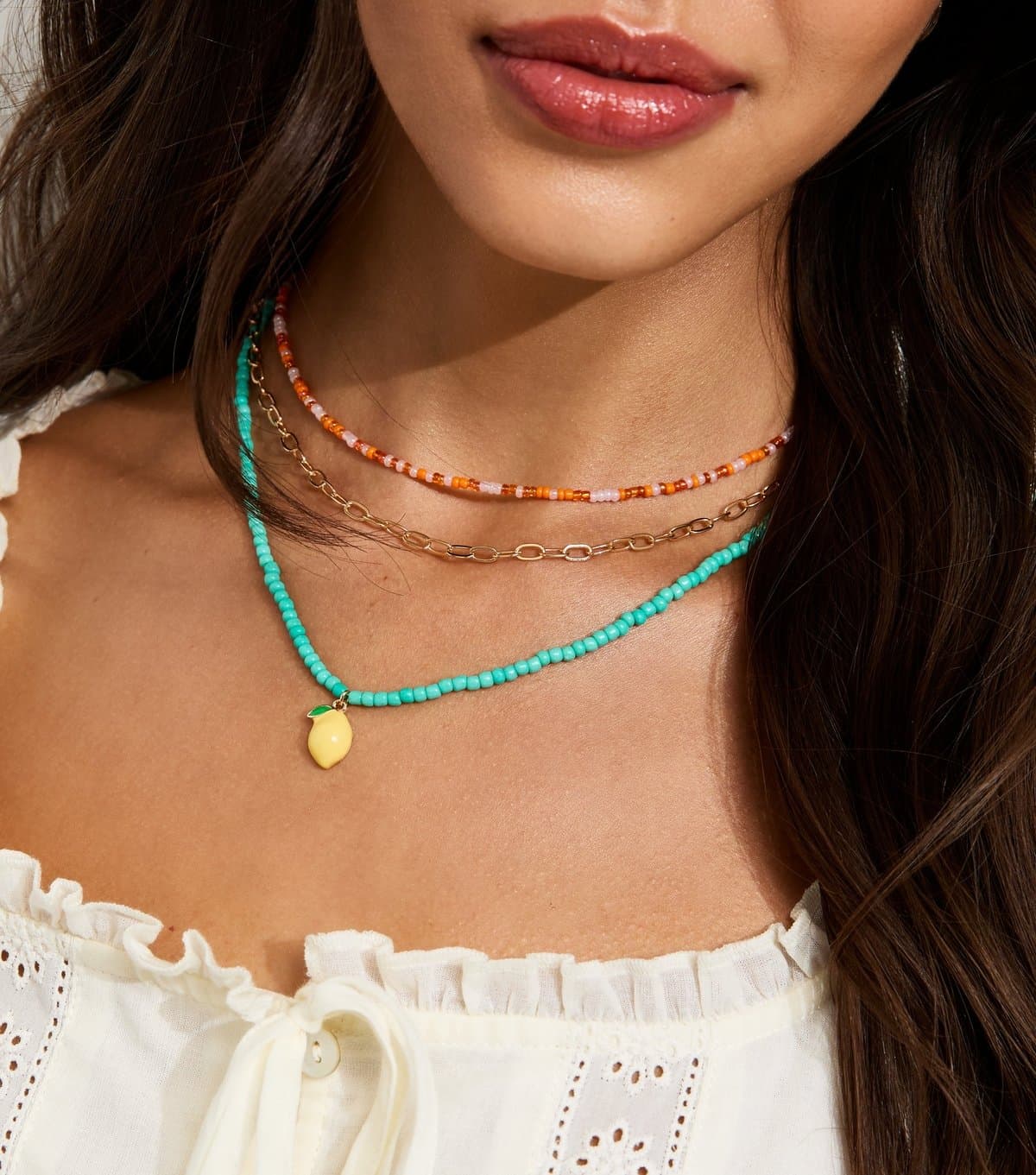 New Look Pack of 3 Turquoise Beaded and Chain Necklaces New Look