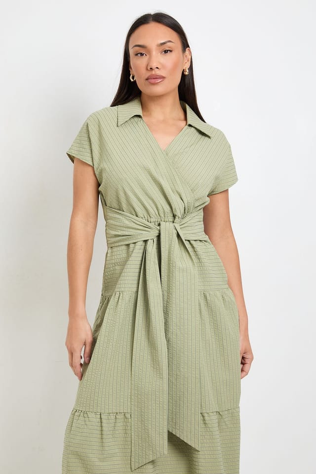 Principles Principles Women's Tiered Tie Waist Midaxi Dress in Green - 2