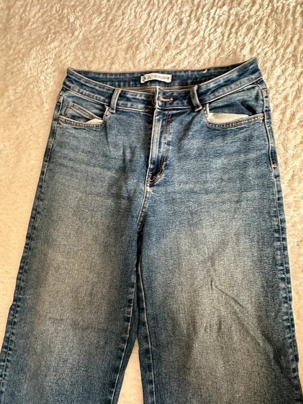 Zara Navy Blue Wide Leg Jeans Trousers Size 40